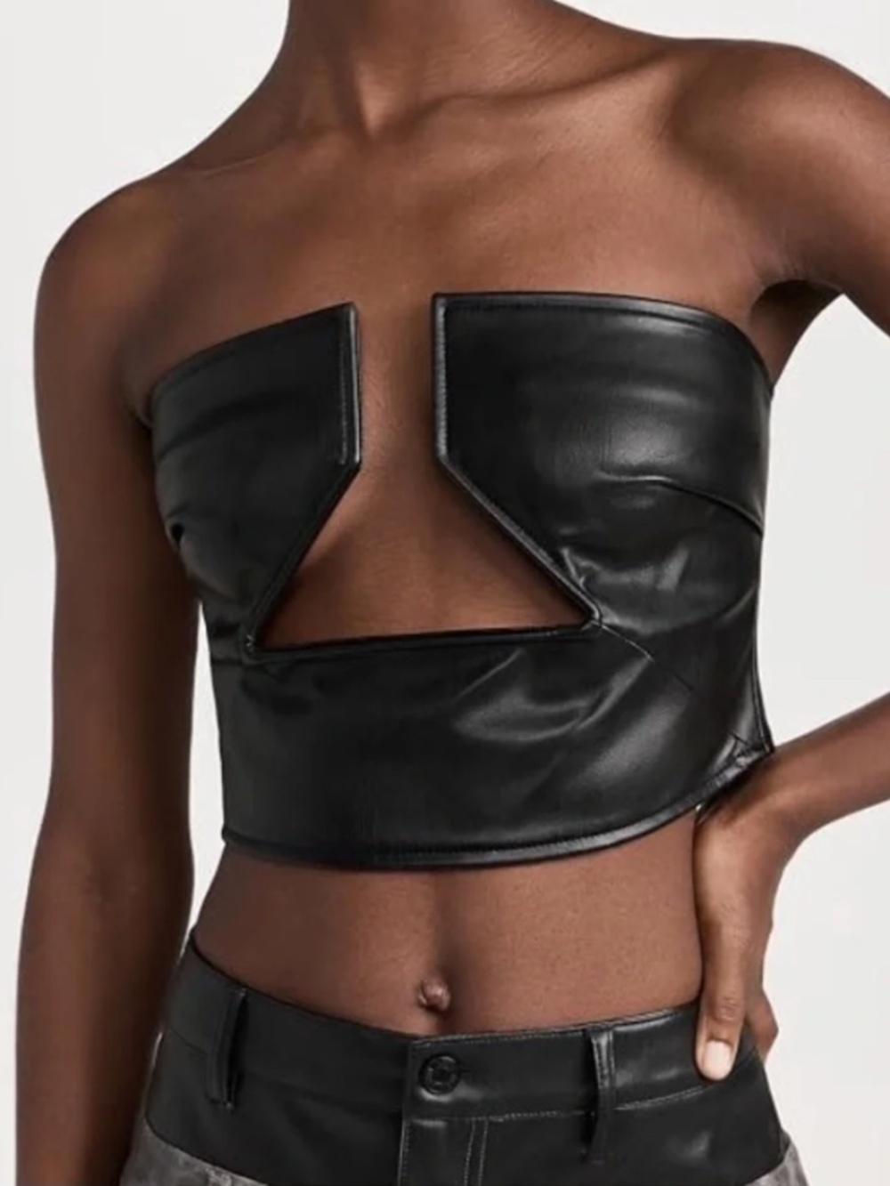 AFRM Avery Faux Leather Prong Top : Small